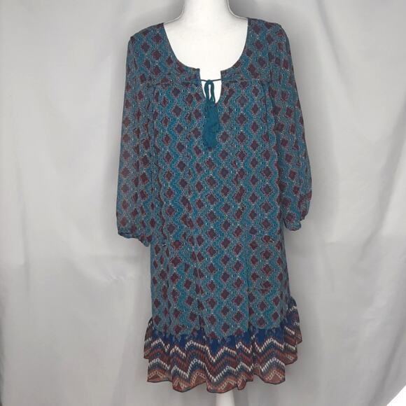 As U Wish Dresses & Skirts - As U Wish Women's Dress Large Boho Southwest Casual Teal Navy